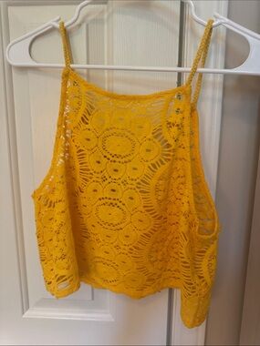 Sunshine 79 - Crochet Lace Camisole in Bright Yellow/Gold